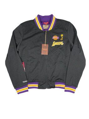 Mitchell & Ness Lakers Hardwood Classics Mesh Jacket Womens L Black NBA NEW